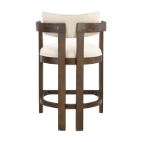 Counter-Height Bar Stools with Curved Solid-Wood Backrest, Upholstered Kitchen Stools with Wooden Legs, 22.5'' L x 24'' W x 36'' H, Beige+Walnut(m-9)