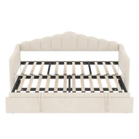Upholstered Twin Size Daybed with Height-Adjustable Pop-Up Trundle, Lift-Up Trundle Bed with Type-C Charging Port, 82.5'' L x 41'' W x 40'' H, Beige(m-2)