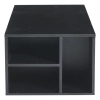 High-Gloss LED Coffee Table with App-Controlled Colour Light Strip, Functional Center Table with Open Storage, 39.5" L x 19.5" W x 13.5" H, Black(m-10)