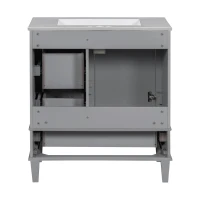 Modern Bathroom Vanity with Sink Combo, Solid Wood Frame, Ample Storage Cabinet with Soft-Close Door, 30" L x 18" W x 34" H, Grey(m-11)