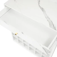 Modern Bar Table with 4-in-1 Extendable Pull-Out Table and Lockable Wheels, Kitchen Island with Adjustable Shelf, 82.5" L x 32.5" W x 28" H, White(m-10)