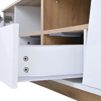 Stylish TV Cabinet with App-Controlled LED Lighting and High-Gloss Front, Freestanding TV Stand with 2 Drawers, 65" L x 15.5" W x 17.5" H, White(m-11)