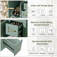 Solid Bathroom Vanity with Ceramic Undermount/Drop-In Sink, Modern Storage Cabinet for Compact Washrooms, 30'' L x 18'' W x 34'' H, Light Green(m-6)