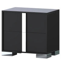 Elegant Black Nightstand with 2 Smooth-Glide Drawers, Durable Beside Table for Bedroom & Compact Apartments, 23.5'' L x 15.5'' W x 21.5'' H, Black(m-8)