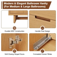 Modern Bathroom Vanity with Soft-Close Hinges & Hidden Drawer Slides, Elegant Vanity Cabinet with Resin Sink, 59.5'' L x 20'' W x 34'' H, Wood(m-8)