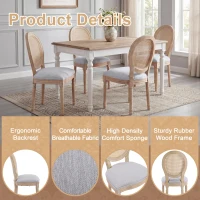 French Country-Inspired Dining Chair Set for 2 with Plush Upholstered Seats, Elegant Side Chair Set with Fluted Legs, 19" L x 22.5" W x 38" H, Light Grey(m-5)