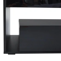 High-Gloss Coffee Table with App-Controlled RGB LED Strip, Spacious Center Table with Open Double-Layer Storage, 39.5" L x 19.5" W x 15.5" H, Black(m-9)