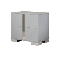 Stylish Nightstand with Relaxed Grey Finish and Slim Metal Feet, Space-Saving Bedside Table for Small Apartmentst, 23.5'' L x 15.5'' W x 21.5'' H, Gray(m-5)