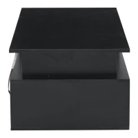 High-Gloss LED Coffee Table with App-Controlled Colour Light Strip, Functional Center Table with Open Storage, 39.5" L x 19.5" W x 13.5" H, Black(m-8)