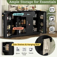 Practical Buffet Cabinet with 4 Doors and 1 Drawer, Spacious Sideboard with Adjustable Shelves, 54.5" L x 15.5" W x 33" H, Black(m-4)