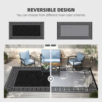 Outsunny RV Mat, Outdoor Patio Rug / Large Camping Carpet, 9' x 18', Waterproof Plastic Straw, Reversible, Black & Gray Border(m-14)