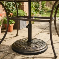 Outsunny 20 lbs Resin Round Patio Umbrella Base 18" Outdoor Decorative Cast Stone Parasol Stand Market Garden Umbrella Holder, Bronze(m-1)