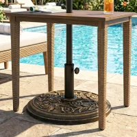 Outsunny 20 lbs Resin Round Patio Umbrella Base 18" Outdoor Decorative Cast Stone Parasol Stand Market Garden Umbrella Holder, Bronze(m-8)