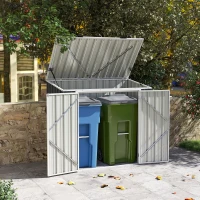 Outsunny 5ft x 3ft Outdoor Storage Shed, Garbage Bin Shed Organizer with Lockable Double Doors and Openable Lid(m-9)