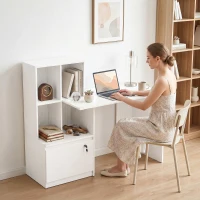 HOMCOM Computer Desk, Office Desk with Bookshelf, File Drawer and Legal Hanging File Holders, White Wood Grain(m-9)