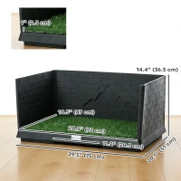 PawHut Dog Grass Pad with High Walls and Tray, Indoor Potty Tray for Puppy Training, Pee Pad Holder with Artificial Grass(m-3)