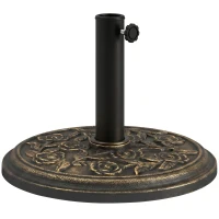 Outsunny 20 lbs Resin Round Patio Umbrella Base 18" Outdoor Decorative Cast Stone Parasol Stand Market Garden Umbrella Holder, Bronze(m-11)