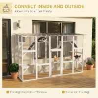 PawHut 118" Large Outdoor Catio Cat Enclosure with Condos, Bridges & Posts, White(m-4)