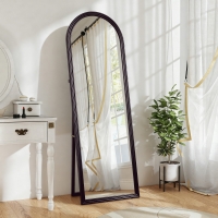 HOMCOM 64" x 21" Full Length Mirror, Free Standing, Leaning or Wall, Arched Full Body Mirror, Brown Wood Grain