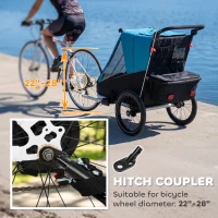 Qaba 3-in-1 Bike Trailer for Kids, Baby Stroller and Jogger, Foldable Child Bicycle Trailer with Reclining Seat, Blue(m-7)