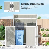 Outsunny 41 Cu. Ft. Outdoor Storage Shed, Outdoor Horizontal Trash Can Storage with Chain Lid, Lockable Storage Box, Light Grey(m-7)