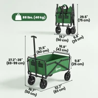 Outsunny Folding Wagon Cart, Outdoor Utility Wagon Heavy Duty Garden Shopping Cart Collapsible Camping Trolley with Steel Frame, Oxford Fabric(m-3)