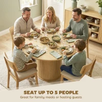 HOMCOM Round Dining Table for 4-6, 47 Inch Kitchen Table with Fluted Pedestal Base, for Kitchen Living Room Dining Room, Natural(m-4)
