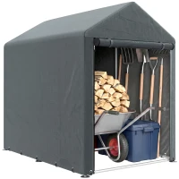 Outsunny 4 x 6ft Outdoor Storage Shed Tent, Portable Shed with Roll-up Door for Motorcycle, Bike, Garden Tools(m-14)