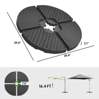 Outsunny HDPE Material Patio Umbrella Base Weights Sand Filled up to 150 Lb. for Any Offset Umbrella Base | 4-Piece, Water or Sand Filled, All-Weather, Black (Round)(m-3)