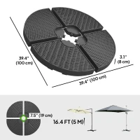 Outsunny 4PCs Cantilever Umbrella Base Weights for Offset Banana Parasol, Wicker Effect HDPE Water or Sand Filled Patio Umbrella Weights with Built-in Handles, Black(m-3)
