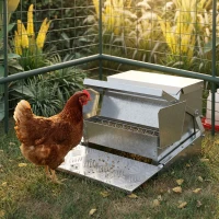 PawHut 25 lbs Capacity Automatic Chicken Poultry Feeder with a Galvanized Steel and Aluminium Build, Weatherproof Design(m-10)