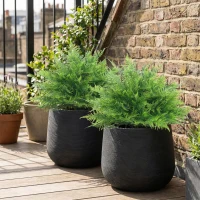 HOMCOM Artificial Boston Ferns UV-Resistant Fake Plants for Indoor Outdoor Decor Set of 2(m-7)