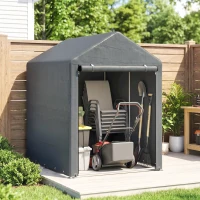 Outsunny 4 x 6ft Outdoor Storage Shed Tent, Portable Shed with Roll-up Door for Motorcycle, Bike, Garden Tools(m-12)