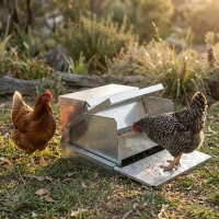 PawHut 25 lbs Capacity Automatic Chicken Poultry Feeder with a Galvanized Steel and Aluminium Build, Weatherproof Design(m-2)