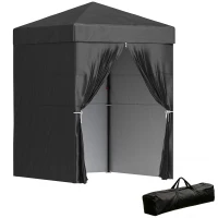 Outsunny 5 x 5 ft Compact Pop Up Canopy Tent, UPF 50+ Changing Room, Portable Instant Privacy Canopy with Mesh Window, Black(m-11)
