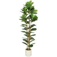 HOMCOM 6FT Artificial Fiddle Leaf Fig Tree, Fake Potted Tree with Solid Wood Trunks and Lifelike Leaves for Indoor Decor, Green(m-2)