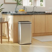 HOMCOM 13.2 Gal (50 L) Automatic Garbage Can w/ Soft-Close Lid, Touchless Trash Can with Fingerprint Resistant Stainless Steel(m-10)