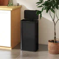 HOMCOM 12 Gallon (45 L) Sensor Can, Automatic Garbage Can with Soft-Close Lid, Fingerprint-Proof Stainless Steel, Matte Black(m-10)
