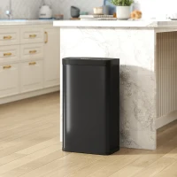 HOMCOM 12 Gallon (45 L) Sensor Can, Automatic Garbage Can with Soft-Close Lid, Fingerprint-Proof Stainless Steel, Matte Black(m-9)