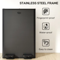 HOMCOM Garbage Bin, Soft-Close Trash Can with Foot Pedal, 2x7.4 Gal (2x28 L) Garbage Can with Removable Inner Buckets, SBlack(m-9)