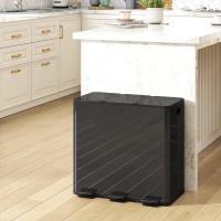 HOMCOM Garbage Bin, Soft-Close Trash Can with Foot Pedal, 3x5 Gallon (3x20 L) Garbage Can with Removable Inner Buckets, Black