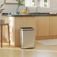 HOMCOM 10.6 Gal (40 L) Automatic Garbage Can w/ Soft-Close Lid, Touchless Trash Can with Fingerprint Resistant Stainless Steel(m-10)