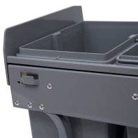 HOMCOM Pull Out Trash Can Under Cabinet, 10.6 Gallon (40L) Slide Out Garbage Can with 3 Removable Compartments, Grey(m-9)