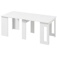 HOMCOM 23.6"-70.9" Extendable Dining Table for 6-8 People, Space-Saving Rectangular Kitchen Table for Small Spaces, Dining Room, Kitchen, Living Room, White(m-2)