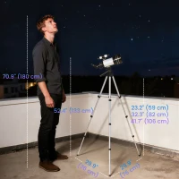 Outsunny Astronomical Telescope for Adults, 70 mm Aperture Refractor Telescope with 100X, Adjustable Tripod, White(m-3)
