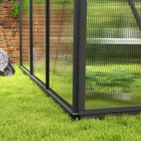 Outsunny Greenhouse Garden, Green House, Outdoor Greenhouse Kit, PC Board with Sliding Door, 6.2' x 6.3' x 6.6', Grey(m-12)