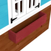 Outsunny Wooden Playhouse for Kids Outdoor with Door, Windows, Planter Pots and Boxes for Toddlers 3-8 Years, Beige(m-10)