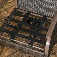 Outsunny 4 PCS Patio PE Rattan Wicker Sofa Set Outdoor Conversation Furniture w/ Two Tier Tea Table & Cushions, Navy Blue(m-12)