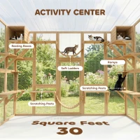PawHut Catio Playground Cat Window Box Outside Enclosure for Multiple Cats w/ Shelves & Bridges, Yellow(m-5)