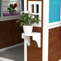 Outsunny Wooden Playhouse for Kids Outdoor with Door, Windows, Planter Pots and Boxes for Toddlers 3-8 Years, Beige(m-9)